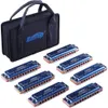 East top Diatonic Blues Harmonica Set of 12 - 10 Holes Diatonic Blues Harp Mouth Organ Set with 12 Keys - Perfect for Beginners and Professionals - Includes Black Case