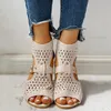 Sandals Summer Fashion Breathable Walking Flat Shoes Open Toe Zipper Wedge Women's Vintage Boho Style Shoesandals