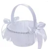 Décoration de fête Portable Mini Mariage Paniers de fleurs avec Bow Girl Basket Pandon pour les fournitures romantiques