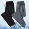 Zomer ademende ijs zijden broek zwarte joggingbroek mannen joggers sportkleding flodderige broeken mannelijke casual track broek plus maat 240402