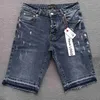 Gelegenheitsmänner Jeans Motorraddesigner Herren lila gerade kurze Denim Pant Women Delessed Ripped Biker Blue Jean Shorts Slim Fit