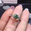 Cluster Rings Authentic Legit 925 Sterling Silver Green Moissanite med GRA Certificate Ring for Women's Elegant Gift 1