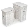 Laundry Bags Wicker Two Hamper Set With Liners - White 2-piece Baby Basket Storage Baskets