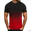 Designer'lerin T-Shirts 2023 Bahar Yeni Mens Leisure Sports Fashion 3D Gradyan Kısa Kollu Mürettebat Boyun T-Shirt Erkekler