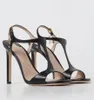 Nouvelles femmes élégantes Sandales Chaussures Lady Pointy Pointy Sandale Naked Sandal Lock et Key Femme's Metal Stiletto Talons Party Robe Wedding Tom Ford Fords High Heel Shoe Box