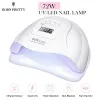 Torkar födda Pretty 6/8/36/48/72W nagelorkmaskin bärbar UV Manicuring LED -lampa Hem Använd nagel UV -lampa för torkande gelpolsk naglar