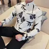 Camisas casuales para hombres Camiseta de estampado floral de Chemise Homme