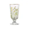 Wine Glasses JOYLOVE Korean Phnom Penh Small Daisy Goblet French Tulip Short-footed Glass Ins Red Cup Cute