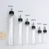 Bouteilles de rangement 30pcs 30 ml-500 ml plastique transparent avec capuchon à l'échelle Rempillable Conteneurs de voyage pour pigment Encre Arts Salon