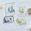 Boormachine vintage pod księżycem Przód okna drewniana pieczęć do gumowania do majsterkowania na scrapbooking