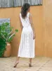 Casual Dresses Sexy Sleeveless Bikini Dress White Crochet Tunic Knitted 2024 Summer Women Clothing Beach Wear Hollow Out Slip Q1299