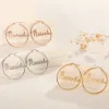 Other Personalized Name Earrings for Baby Custom Stainless Steel Letter Hoop Earring Big Crown Weddings Customize Children Jewelry