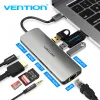 Hubs Vention Thunderbolt 3 Dock USB Hub Tipo C a HDMI USB3.0 RJ45 Adaptador para MacBook Samsung Dex S8/S9 Huawei P30 Pro USB C Adaptador