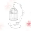 Candle Holders 3 Pcs Birdcage Candlestick Table Tray Holder Cage Decoration For Home Wedding (White)