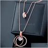 Colliers pendants Leeker charme rond cercle long collier pour femmes 2 couches déclaration de chaîne bijoux feme