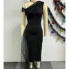 Roupas étnicas Restas de roupas africanas Mulheres agitadas em leda de manga curta Empire vestido de verão Moda sólida Office Lady Vestidos