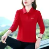 Spring Autumn Polo Golf Woman Wear Long Sleeve T Shirt Embroidery Polo Neck Sport Female Tee Women's Golf Wear 2024 240327