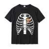 Men's T-Shirts Skeleton Rib Pizza Heart Come Easy Food Halloween Gift T-shirt Mens Family Top Shirt Coupon Summer Cotton H240408