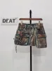 DEAT Womens Denim Skirts Multiple Pockets Patchwork Washed Lace-up Cargo A-line Mini Skirt 2024 Summer Fashion 29L3411 240326