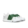 Ny modedesigner Green and White Splice Casual Shoes for Men and Women Big Shoes Tongue Bekväm ventilat Läder mångsidiga platta basskor DD0403H 39-45