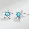 Stud Küpe Kızların Sevimli Tiny Deniz Yıldızı Mavi Kübik Zirkonya Geometrik Kulak Piercing Takı Kadın Modaya Düzenli Küpe Aksesuar