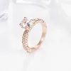 Mit Seitensteinen Rosegold -Charm Wedding Ringe für Frauen Damen glänzende weiße Opal -Zirkonia -Verlobungsring Braut Schmuck Geschenk Mujer