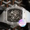 Watch Designer Luxury Mens Mécanique le plus creusée Design de Glass Transparent Series Swiss Movement Brand Wristwatch