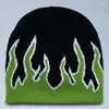 Berets Hip Hop Street Flame Hat Fashion Dance Skull Fire Hell Burn Flames Trend Knitted Soft WearBonnet Beanie