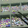 Decorazione per chiodo art di rina piatta in cristallo di vetro AB misto 21 Accessori per chiodi a griglia set con 1 Penna da pick up 240401