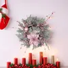 Decorative Flowers Christmas Wreath For Front Door Cute Pink Berry Winter Flocked Needle Vine Garland Decorations Indoor Outdoors