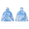 Trapstar American Trendy Brand Spring en Autumn Rush Coat Letter Borduured Light Blue Hooded Wind Breakher Jacket