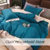 Bettwäsche -Sets Evich einfache Bettlaken -Quilt -Deckung von Malachit Blau für einzelne und doppelte Größe anpassbare hochwertige Kissenbezug Bettwäsche
