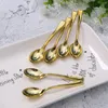 Disposable Flatware 24/72PCS Plastic Golden Mini Spoon Set Imitate Metal For Barbecue Party Picnic Pudding Cutlery