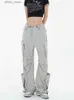 Dżinsy damskie JMPRS Retro American BF Grey Cargo Pants Harajuku Strtwear Hip Hop proste spodnie Kobiety Hip Hip Hop Loose Pants Nowe Y240408