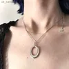 Pendant Necklaces Korean Fashion Titanium Steel Oval Pendant Necklace Vintage Jewelry Geometric Punk Necklace Women Goth Accessorie Grunge ChokSH4Q