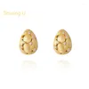 Stud Earrings Shining U S925 Silver Zircon Gems Egg Shape For Women Gold Plated Fine Jewelry Gift
