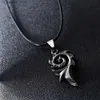 Colliers de pendentif Rinhoo 2023 Mens Punk Dragon Flame Titane en acier inoxydable Chaîne en cuir Cof collier Collier pour hommes