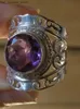 Кластерные кольца Винтажное серебряное цвет металлический кольцо вручную цветочные вырезы Инкрустанный фиолетовый камень женский кольцо.