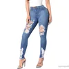 Dames jeans magere vrouw sexy gescheurde gat vrouwen kleding denim broek vrouwelijk potlood blauw