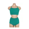2024 Version Ny backless split baddräkt för kvinnor med sexig fast färgsupphängning Bikini Hot Spring Resort Style Bikini