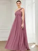 Simple Elegant Evening Dresses Long A-LINE One-Shoulder Strapless Gown 2024 BAZIIINGAAA of Chiffon Pink Bridesmaid Women Dress 240328