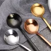 Scoops de café Ladle 304 en acier inoxydable créatif remuant cuillère titane or long manche de manche miel de miel petit rond