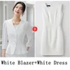 Abiti da lavoro Donne Formale 2 pezzi Set 2024 Giacca manica a lanterna abito bianco abito da donna da donna Blazer Blazer Blazer