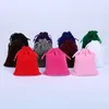 Geschenkomschakeling 10 stks Flanel Drawstring Tassen Virgin Haar Sieraden Make -up Verpakking Tas Zwart Rood Pink Bruin Blauw zakje