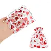 Geschenkwikkeling 20 stks Red Love Heart Organza Tassen Bruiloftsfeest Candy Drawtring Bag Christmas Valentijnsdag Juwelierszaken Display