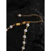 Yhpup Edelstahlperlen natürliche Perlen Mix handgefertigtes Mode Halskette Damen Luxus zartes Basic Collier Jewelry Chic Gift240403