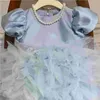 Mode bébé fille princesse robe bulle à manches tutu tutu vestido enfant maille gonfy jupe gauze kild