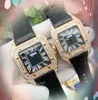 Auto Timer Automatic Date Männer Frauen Uhren Luxus Square Römisch -Tank Zifferblatt Quarz Bewegung Roségold Silber Kuh Leder Dattung Date Armbandwatch Montre de Luxe Geschenke