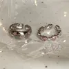 Cluster anneaux 925 Silver Silver Love Heart Rose Zircon pour les femmes Girl Trendy Bague de pierre colorée mignon Corée