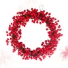 Decorative Flowers Christmas Decoration Ornament Red Beaded Berry Wreath Artificial Ring Trim Simulation Garland Decorations European